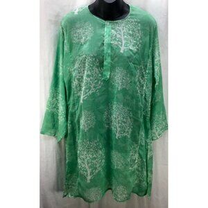 Ocean Queen Cover-Up Extra Extra Large Green Scoop Button 3/4 Sleeve New 1040